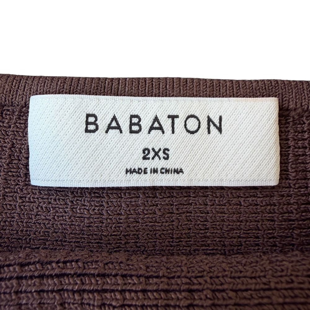 Aritzia Babaton Womens XXS Cocoa Brown Ribbed Square Neck Sculpt Knit Crop Tank - Picture 3 of 6